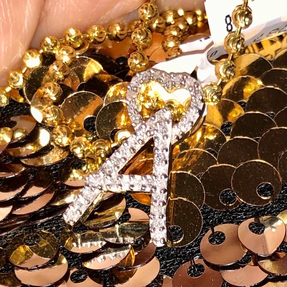 10k solid gold real diamond initial pendant beautiful heart letter best gift WOW - Picture 3 of 11